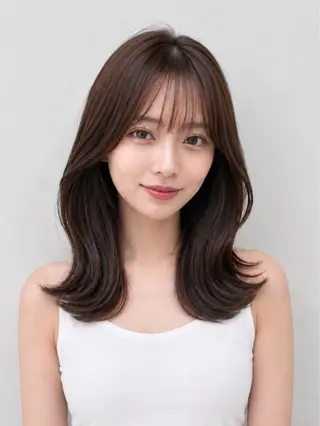 セミロング 顔周り/くびれヘア 韓国ヘア💕風間るなのヘアスタイル