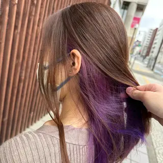 セミロング カラー 💜推しインナー カラー/菊池柊真💜のヘアスタイル