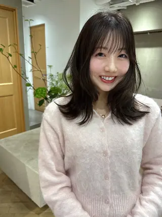 ミディアム カラー 縮毛矯正特化型美容師 名古屋LORENハダのヘアスタイル