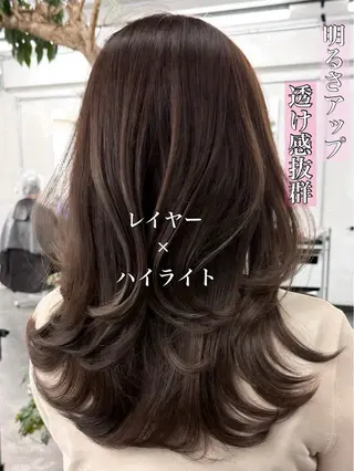 ロング カラー ハイライト/レイヤー 河原町/Manatoのヘアスタイル