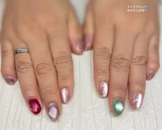 ネイル ショートネイル 森のさんぽ道のネイルデザイン