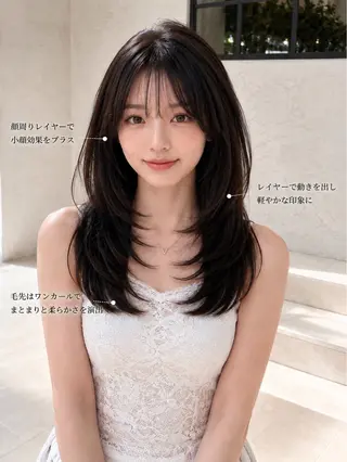 ミディアム 透明感カラー/韓国レ イヤー/宮下知也のヘアスタイル