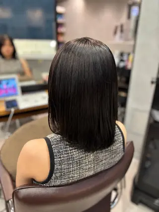 ミディアム カラー うる艶カラー 顔周りカット♡ikuのヘアスタイル