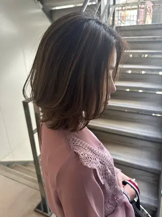 ミディアム カラー パーマ ヘアアレンジ 髪質改善/韓国風 レイヤー/田村祐樹のヘアスタイル
