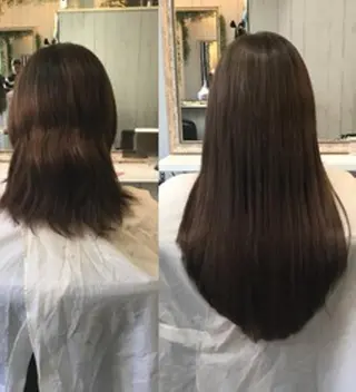 ロング カラー ヘアアレンジ 大阪レミーエクステ チビ編み込みのヘアスタイル