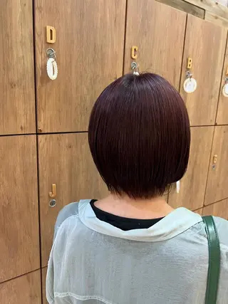 ショート カラー らいむ/レイヤー/ /イヤリングカラーのヘアスタイル