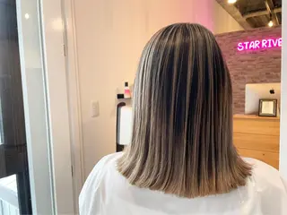 ミディアム カラー ヘアカラー&縮毛矯正 STAR☆RIVERのヘアスタイル