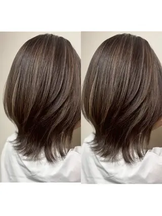 ミディアム カラー 切っぱなし💇‍♀️ イヤリング🎨龍之介のヘアスタイル