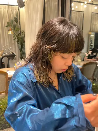 ミディアム パーマ 田中 陽菜乃のヘアスタイル