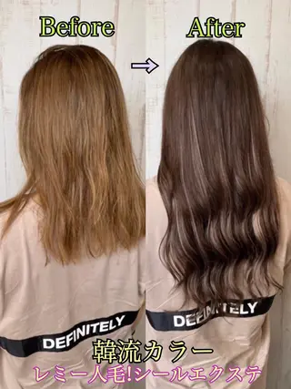ロング カラー パーマ ヘアアレンジ 大阪レミーエクステ チビ編み込みのヘアスタイル
