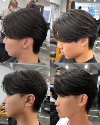パーマ メンズ 梅田/センターパート 山下学偉のヘアスタイル