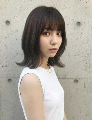セミロング 韓国/暖色カラー大塚 レイヤー/ボブ 美緒のヘアスタイル