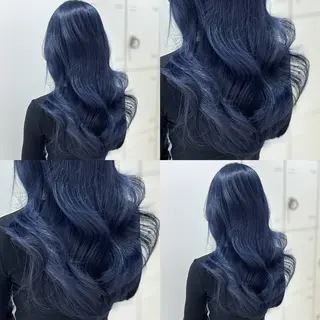ロング 縮毛矯正× ブルーブラック/池袋のヘアスタイル