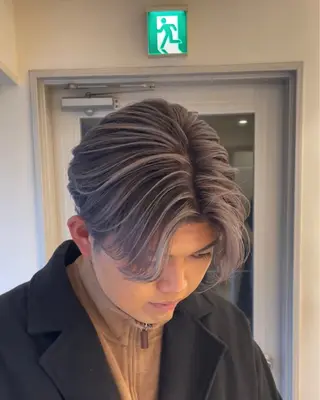 ミディアム カラー パーマ ヘアアレンジ メンズ メンズパーマ 🌫デザインカラーのヘアスタイル