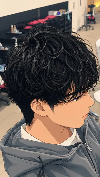 パーマ メンズ メンズ特化曲がる縮毛 飛義のヘアスタイル