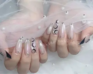 ネイル shineジェル& チップ長さだしのネイルデザイン