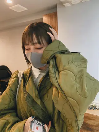 ミディアム カラー ヘアアレンジ ボブパーマコテ巻き風 パーマNo1深江秀平のヘアスタイル
