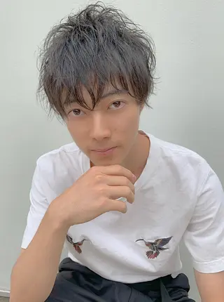 ショート カラー パーマ ヘアアレンジ メンズ 野木 良平のヘアスタイル