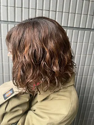 ミディアム パーマ カラー/塚原里沙 川崎のヘアスタイル