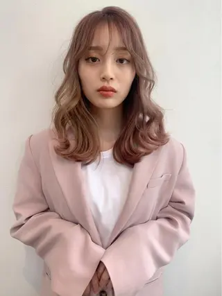 ミディアム カラー 透明感カラー✂︎ /縮毛矯正/YUKAのヘアスタイル