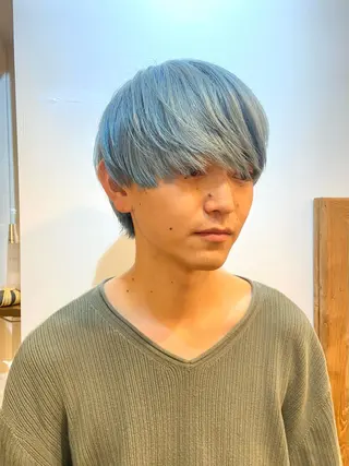 カラー メンズ ショート/ウルフ ハイトーン/カイセイのヘアスタイル