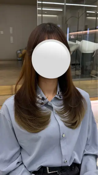 ロング 韓国風レイヤー 日向 GINZAのヘアスタイル
