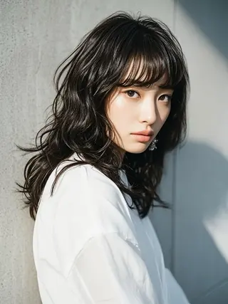 セミロング ウルフカット 811 大阪梅田 ウルフのヘアスタイル