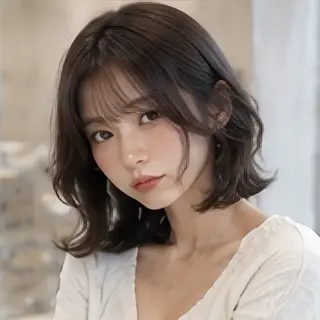 ミディアム 縮毛矯正/レイヤー/ 前髪カット/おばかんのヘアスタイル