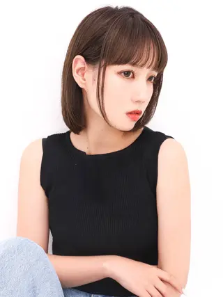ミディアム カラー パーマ THE USUAL ユージュアルのヘアスタイル