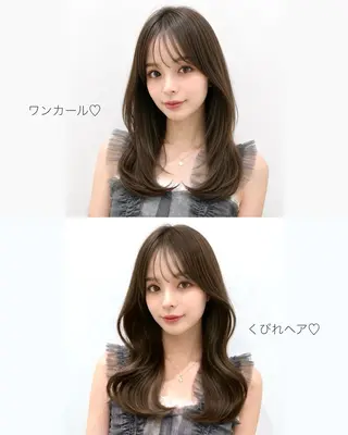 セミロング 顔周り/くびれヘア 韓国ヘア💕風間るなのヘアスタイル