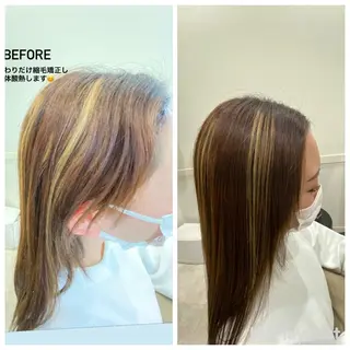 セミロング 髪質改善縮毛矯正,ブ リーチ縮毛矯正KEIのヘアスタイル