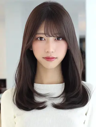 セミロング 韓国×艶ハイトーンが ✨絶対可愛い✨リオ✨のヘアスタイル