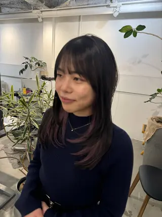 セミロング 新宿/顔周りカット +レイヤー=しずく♩のヘアスタイル