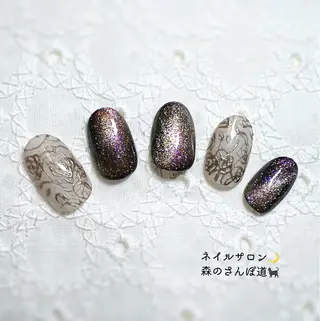 ネイル ショートネイル 森のさんぽ道のネイルデザイン