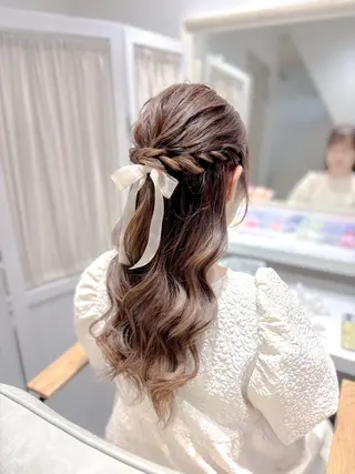 セミロング ヘアアレンジ ⭐︎moe 【ヘアセット🧸】のヘアスタイル