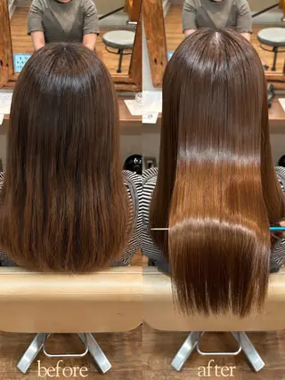 ロング あべゆうか 縮毛矯正のヘアスタイル