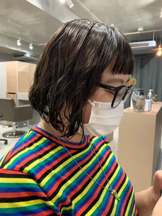 ミディアム パーマ ボブパーマコテ巻き風 パーマNo1深江秀平のヘアスタイル
