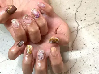 ネイル 韓国/ワンホン/長さ 出しつけ放題🎀のネイルデザイン