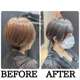 ショート カラー 心斎橋/難波ショート 白髪ぼかし 中尾のヘアスタイル