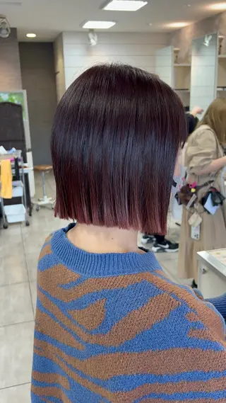ショート カラー ヘアアレンジ インナー×縮毛矯正 ピンクカラー澤井里菜のヘアスタイル