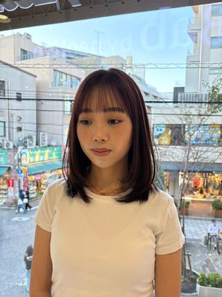 ミディアム 菅沼 紀世/顔周りレイヤーのヘアスタイル
