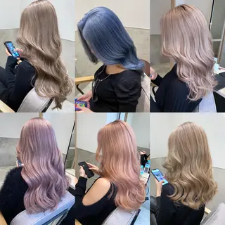 セミロング カラー ブリーチ 透明感HIDEのヘアスタイル