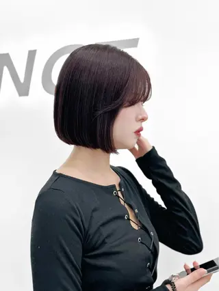 ミディアム カラー ヘアアレンジ 縮毛矯正🤍 盛れるボブ/ひかりのヘアスタイル