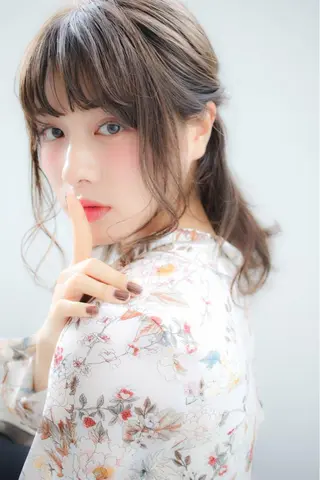 ミディアム セミロング カラー ヘアアレンジ 表参道/さあ や/大人ナチュラルのヘアスタイル