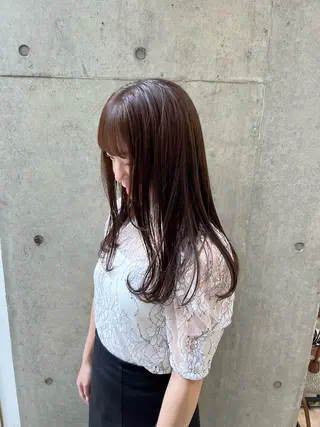 ロング カラー 縮毛矯正ボブ&顔まわ レイヤー♡TOMOEのヘアスタイル