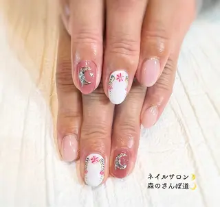 ネイル ショートネイル 森のさんぽ道のネイルデザイン