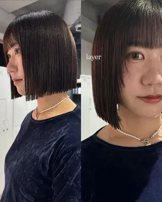 ショート カラー 縮毛矯正✖️ボブ職人 【圧倒的朝楽ボブ】のヘアスタイル