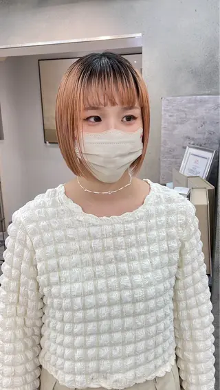 ショート カラー ヘアアレンジ ボブ/透明感ベージュ 🫧クルミ🌟のヘアスタイル