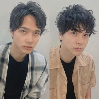 ショート パーマ メンズ 三矢 ちなつのヘアスタイル