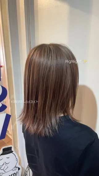 セミロング カラー おくにし はなのヘアスタイル